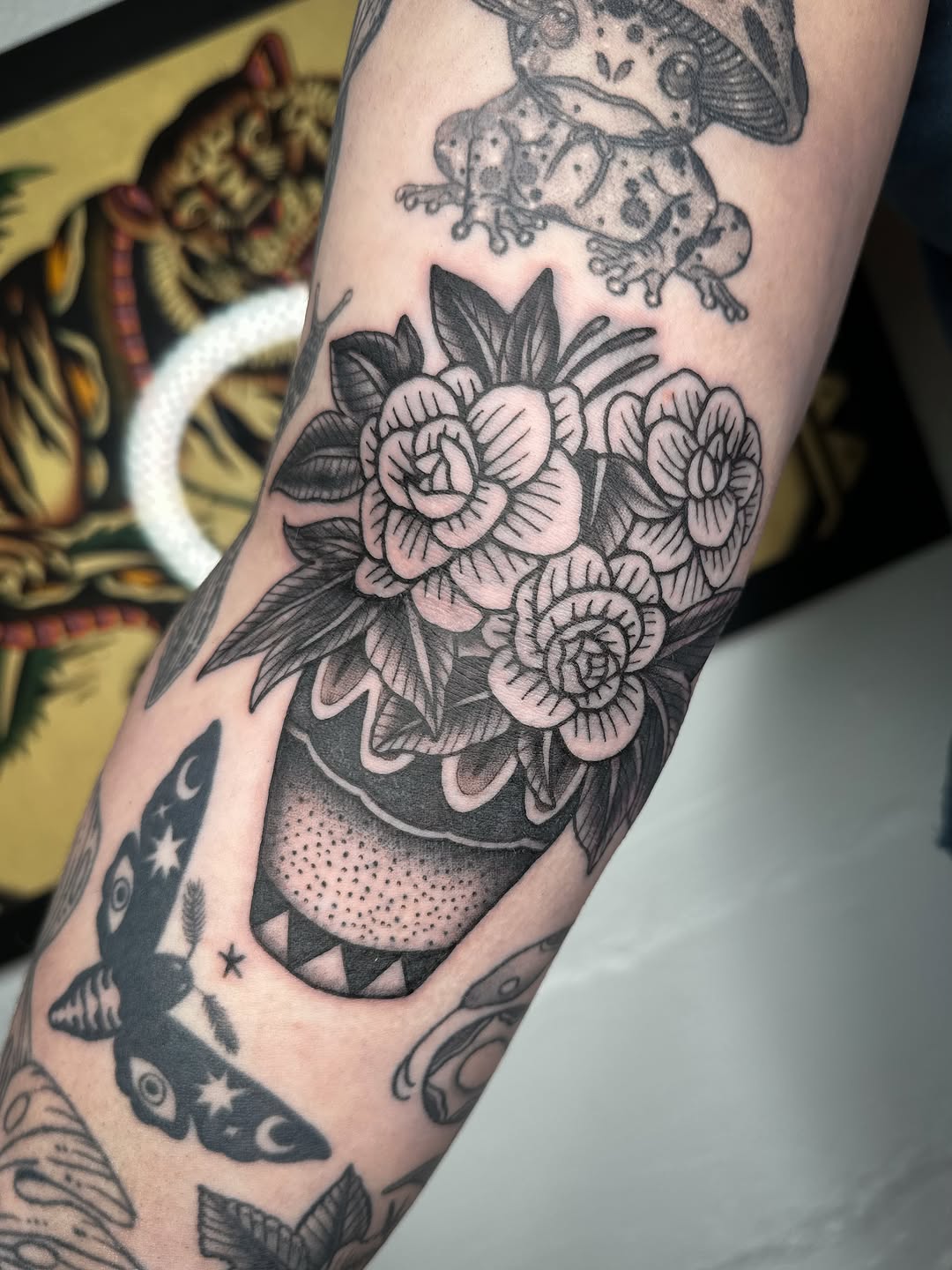 Tattoo by @stabbypain — american_traditional, black_and_grey