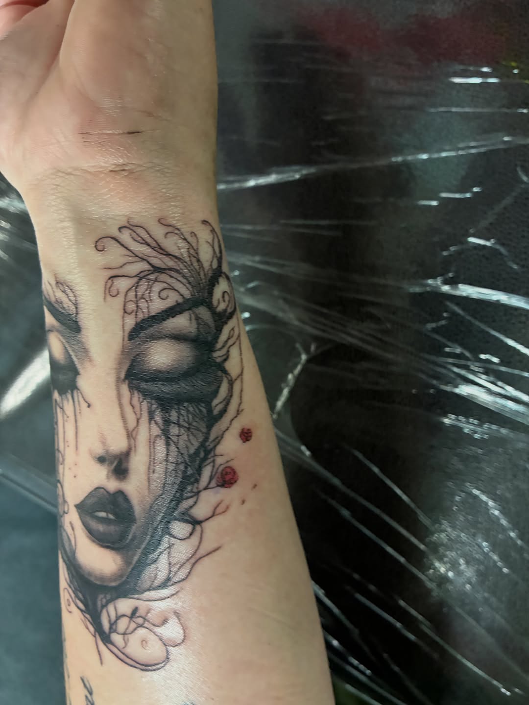 Tattoo by @jimtattoos801 — dark_realism, black_and_grey