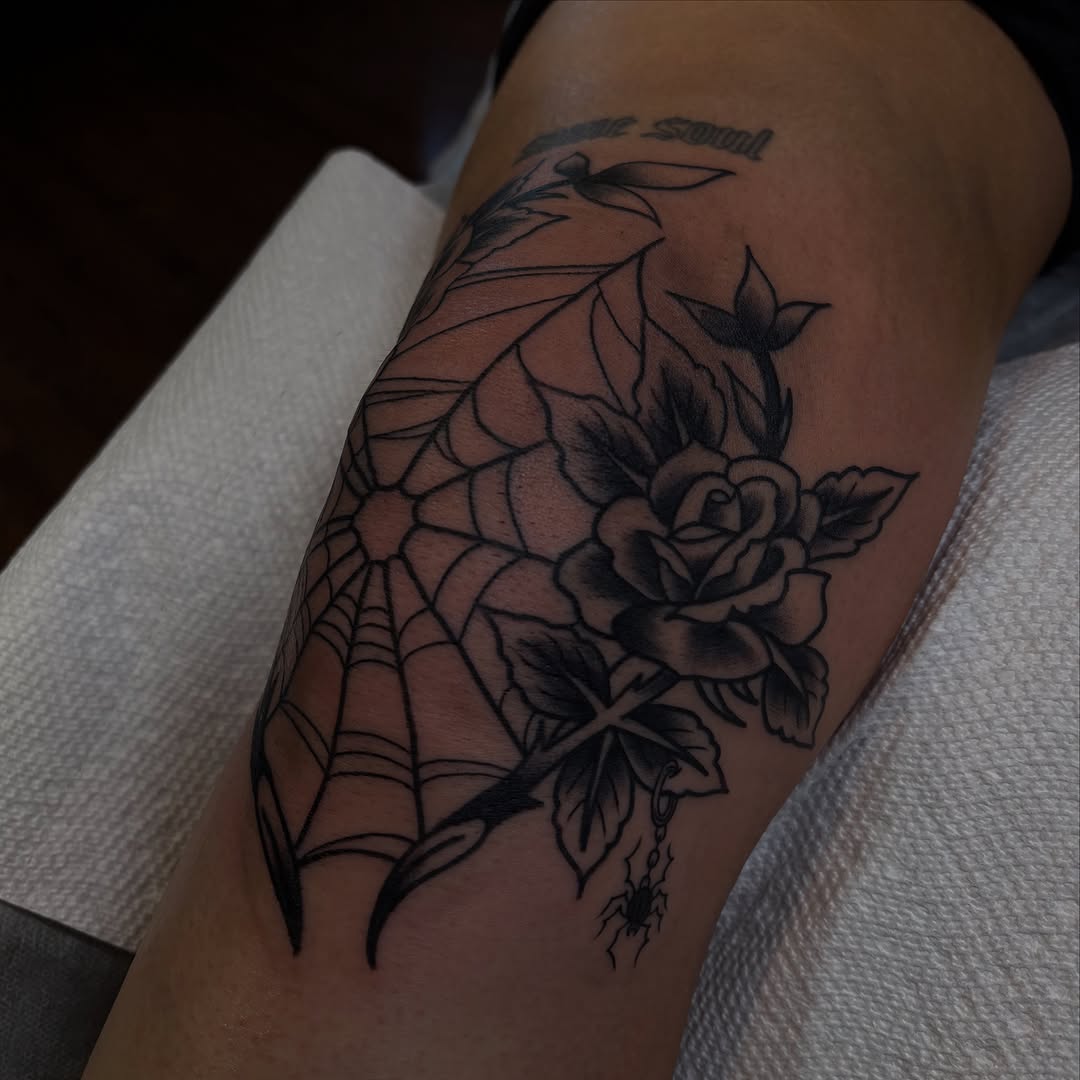 Tattoo by @stabbedbymaddie — black_and_grey, chicano