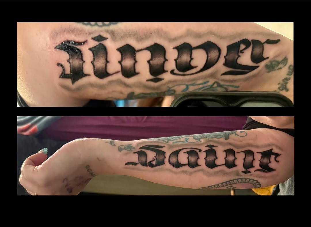 Tattoo by @pokes.by.kim โ lettering_script