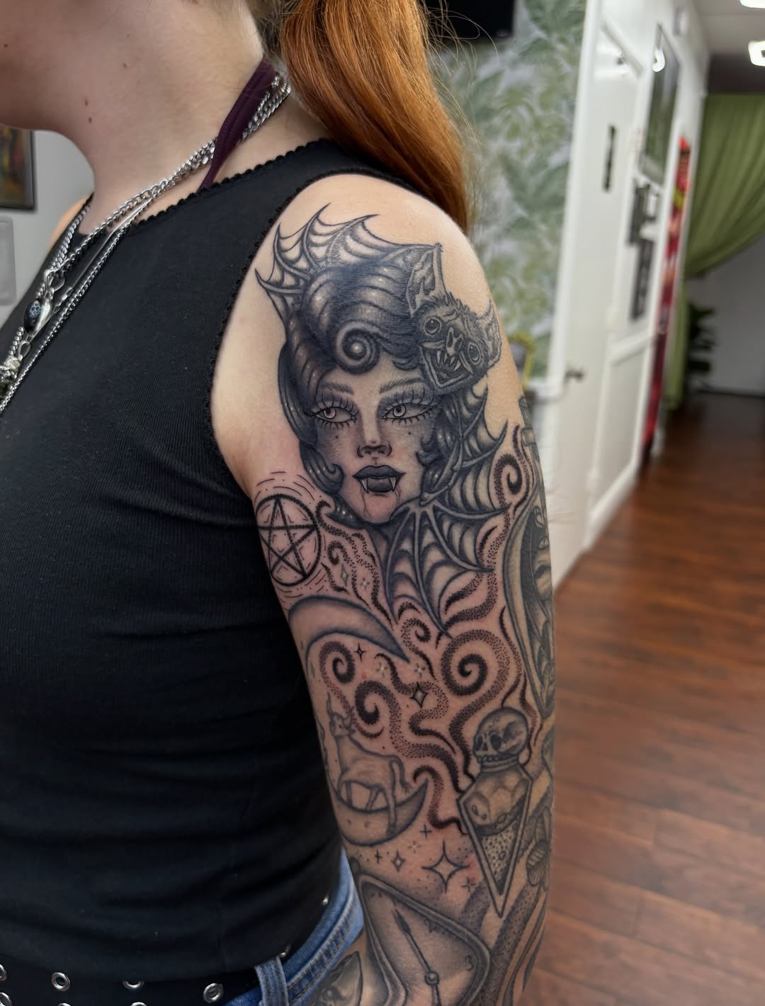 Tattoo by @skyecaliforniaink — dark_realism, black_and_grey
