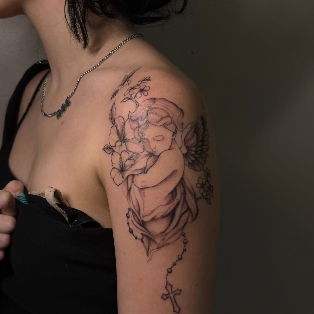 Tattoo by @izzyinktattoos_ — fine_line, black_and_grey