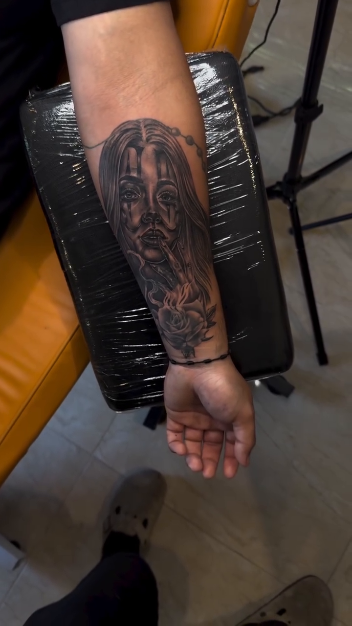 Tattoo by @roottats — black_and_grey, realism