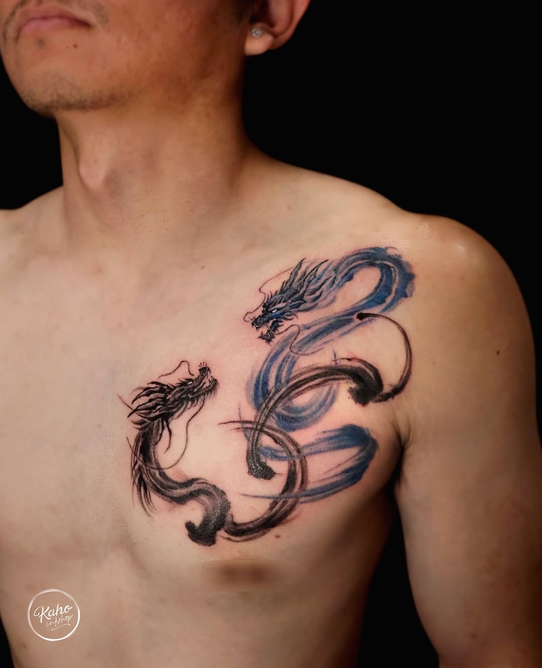 Tattoo by @kahoinkshop — black_and_grey, watercolor