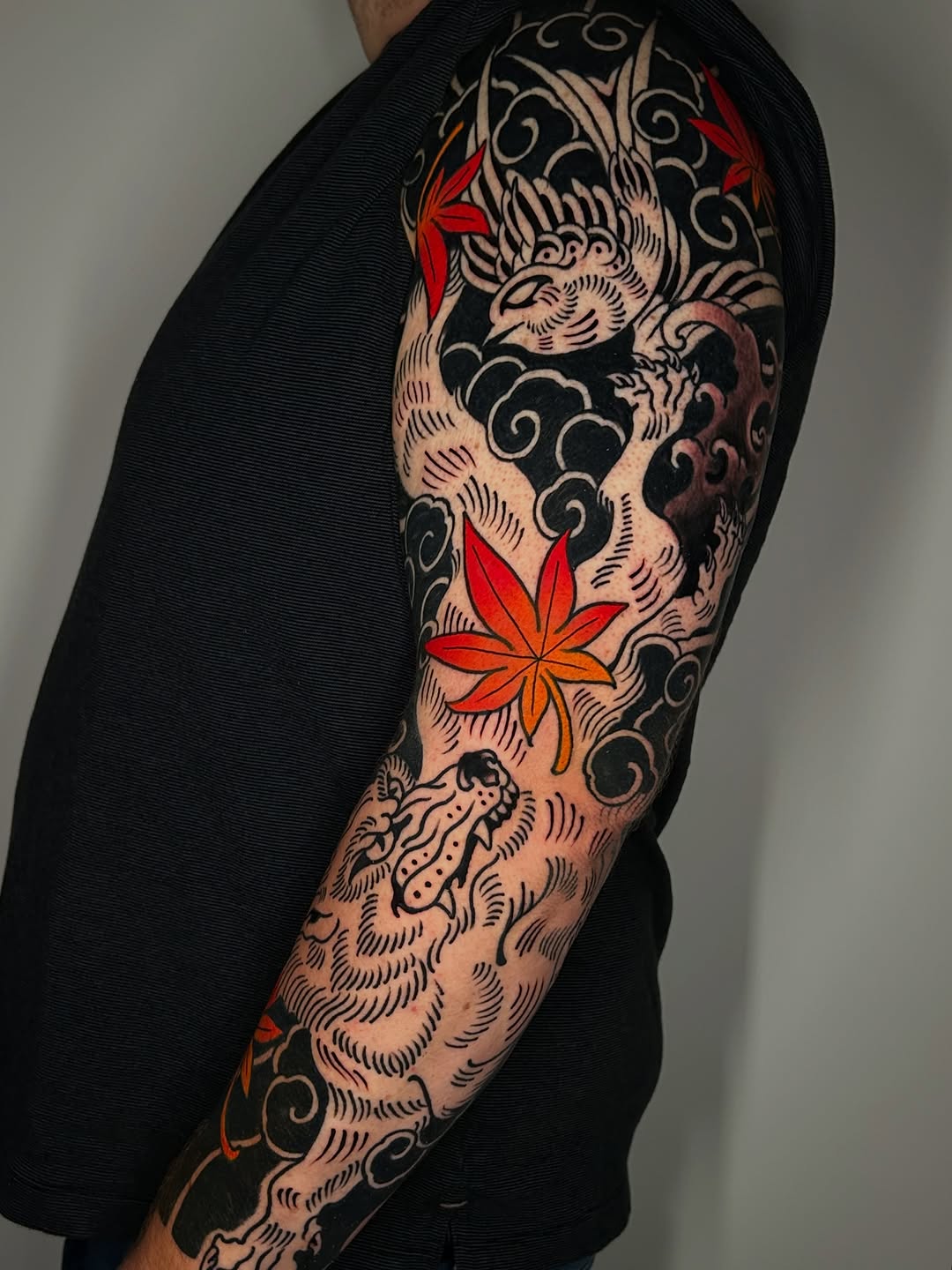 Tattoo by @bagofbones — japanese_irezumi, black_and_grey