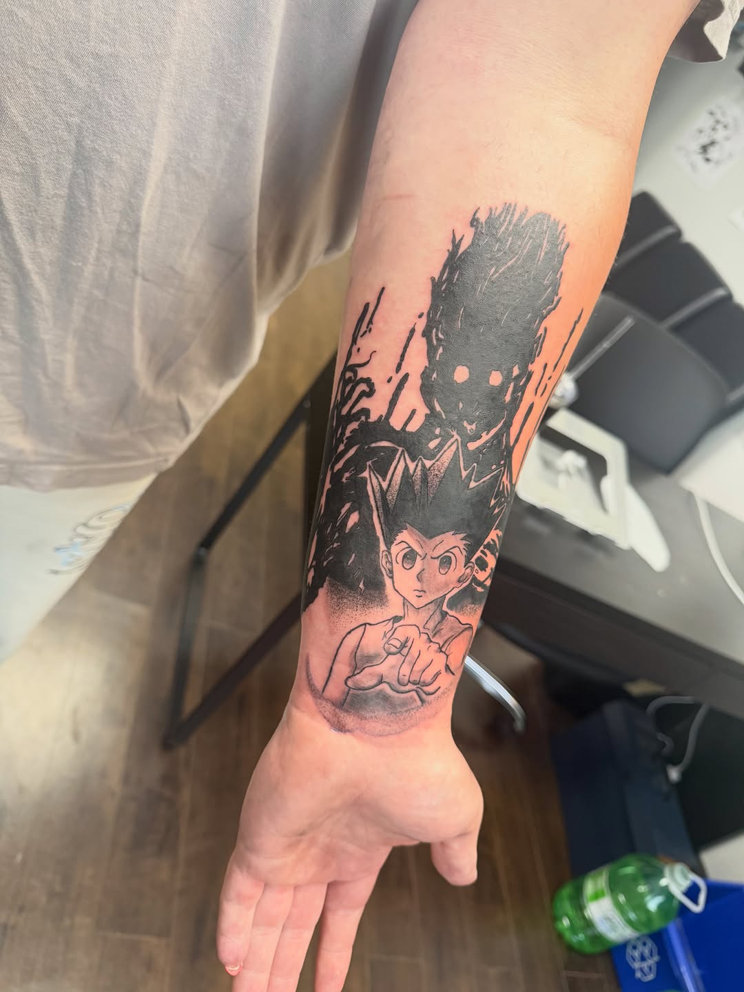 Tattoo by @n.inktone — anime, black_and_grey