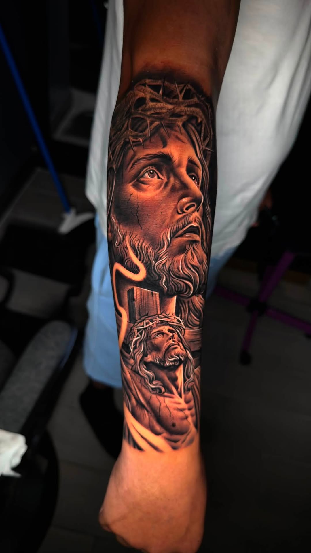 Tattoo by @juanon_tattoos โ realism, black_and_grey