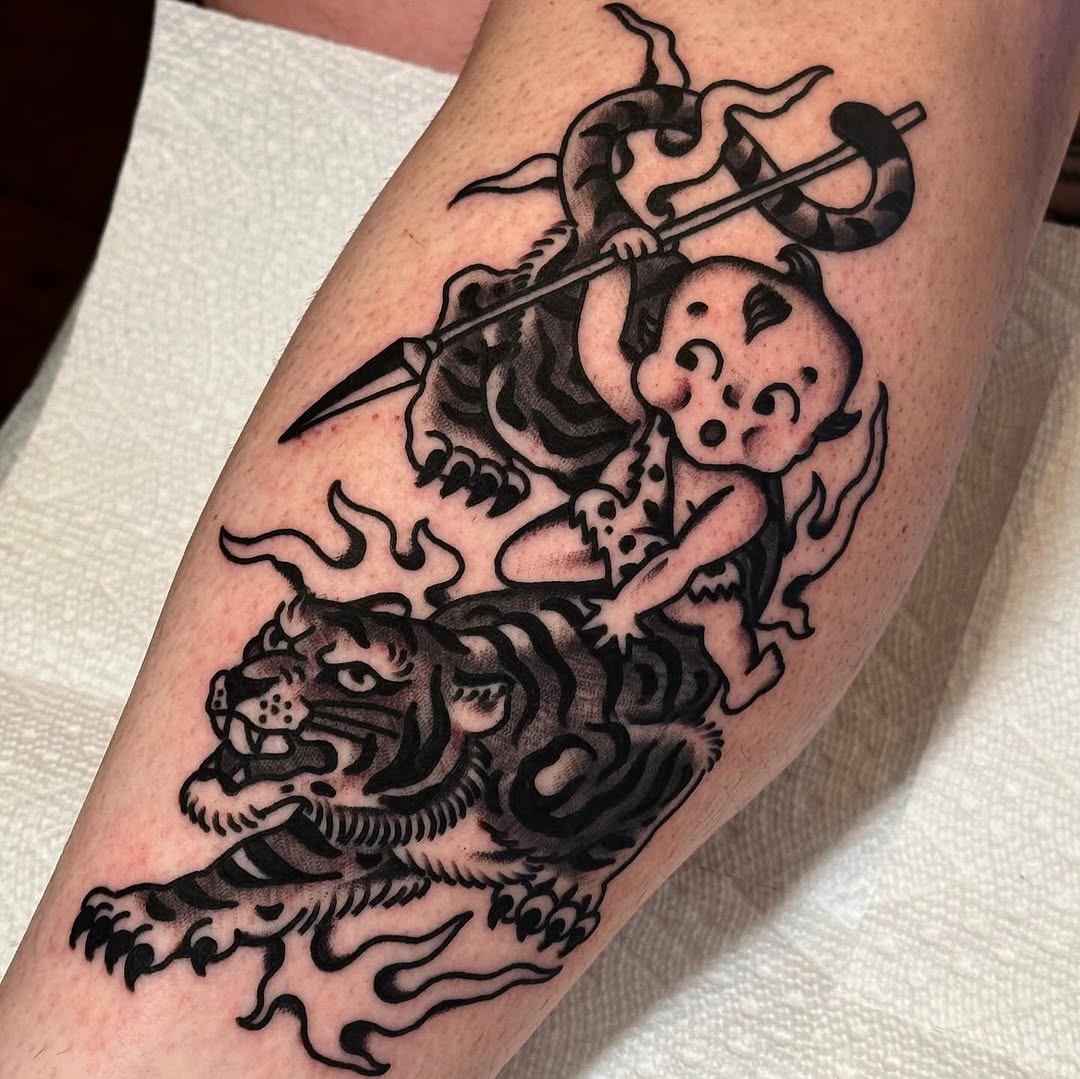 Tattoo by @tat2brain — japanese_irezumi, black_and_grey