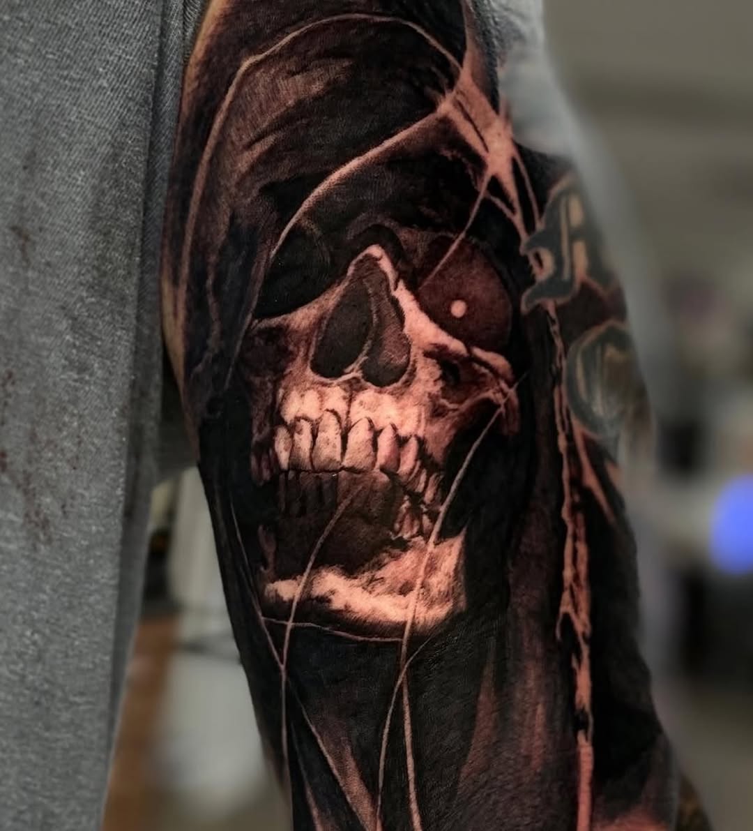 Tattoo by @bigbadwolftattoos — realism, black_and_grey