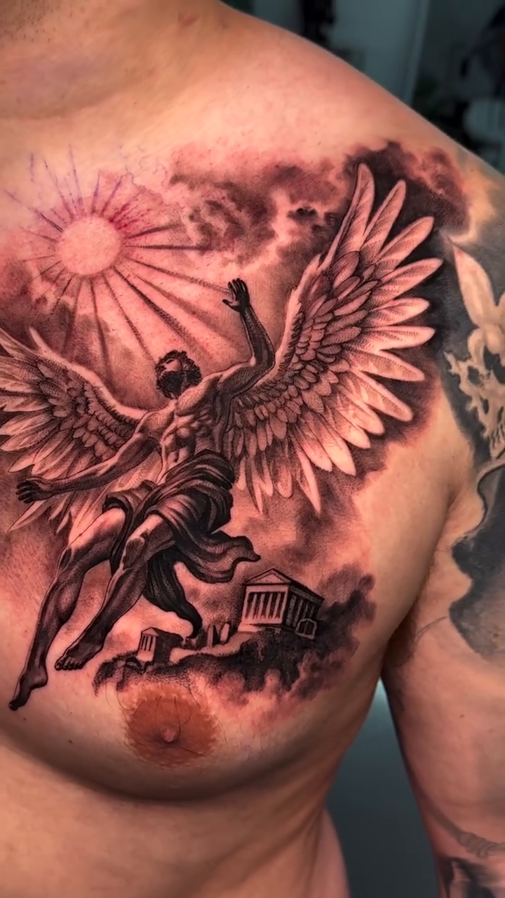 Tattoo by @gionastarace_tattoo โ realism, black_and_grey