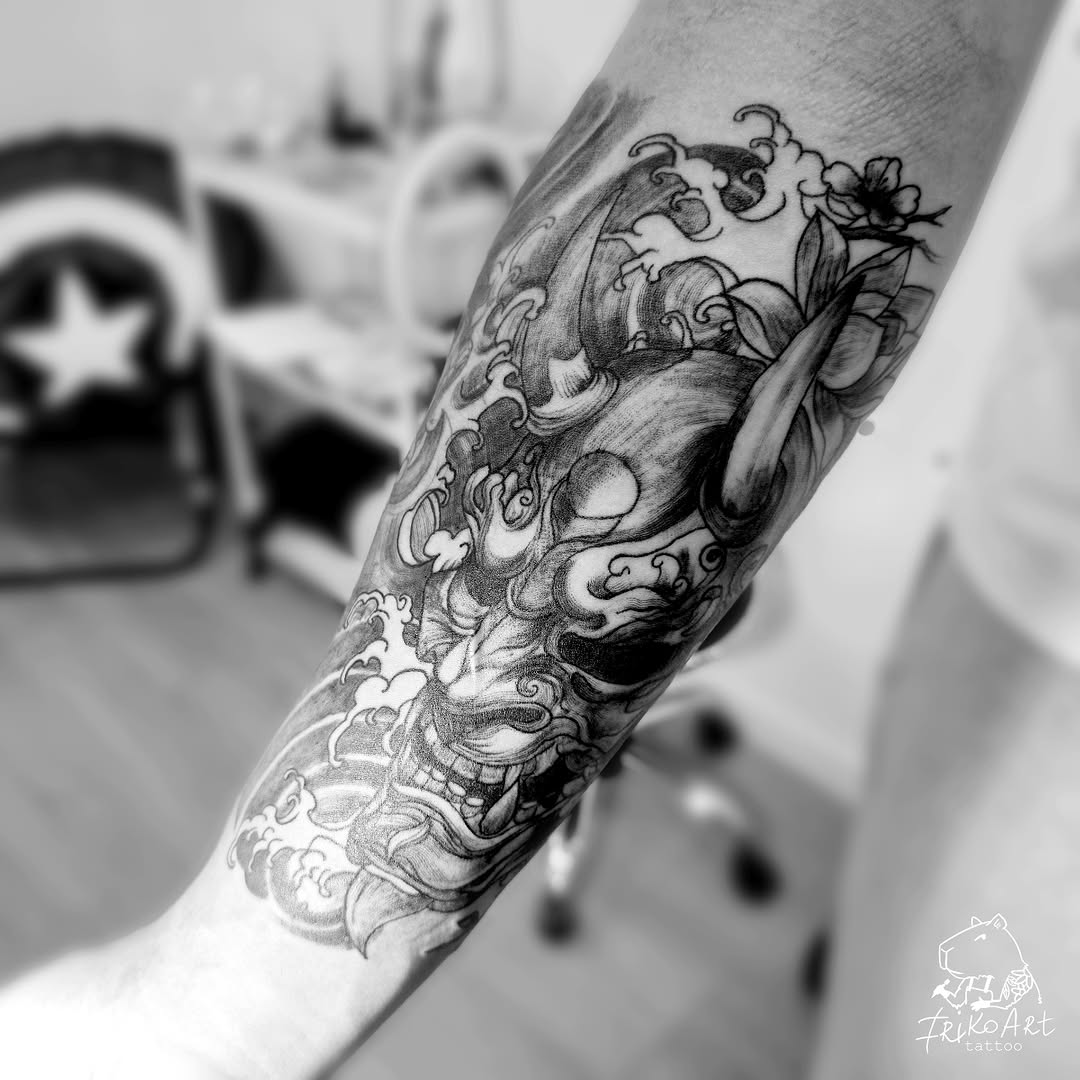 Tattoo by @irikoart_tattoo — japanese_irezumi, black_and_grey