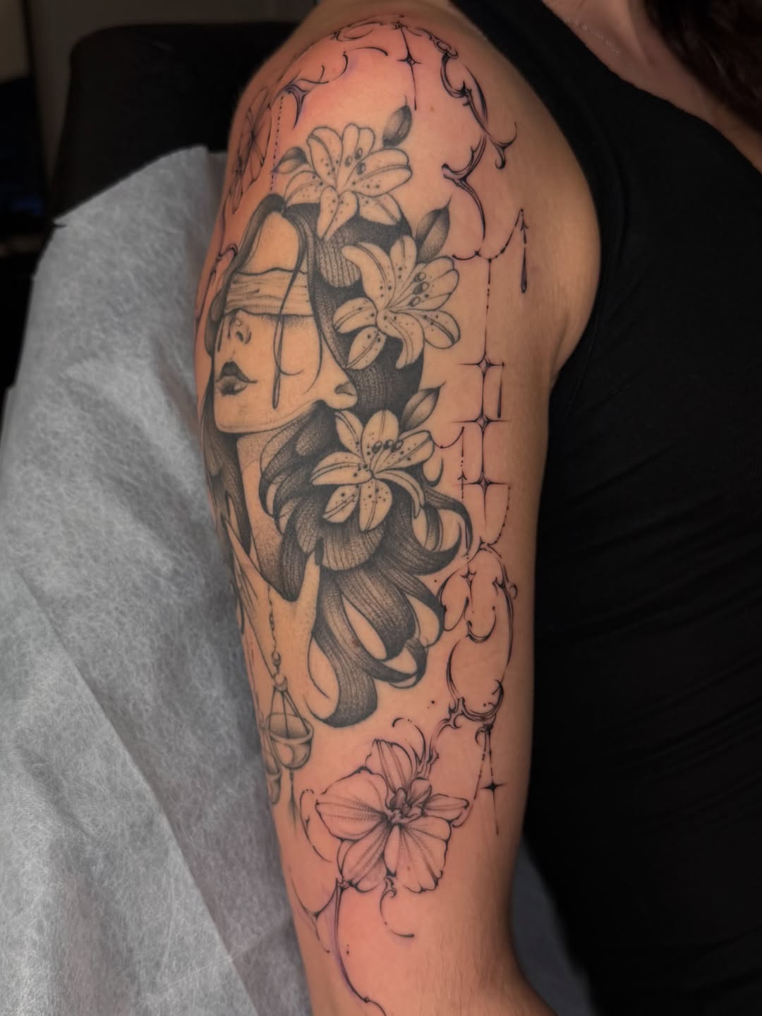Tattoo by @maggieangulotattoo — black_and_grey, fine_line