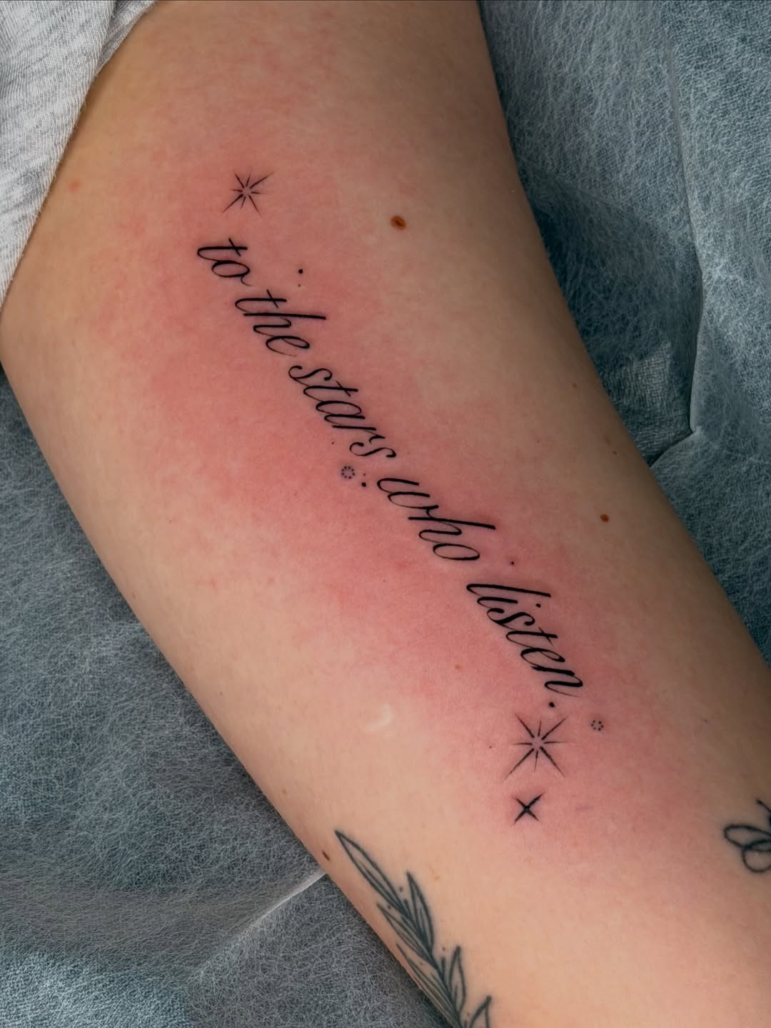 Tattoo by @maggieangulotattoo — lettering_script, fine_line