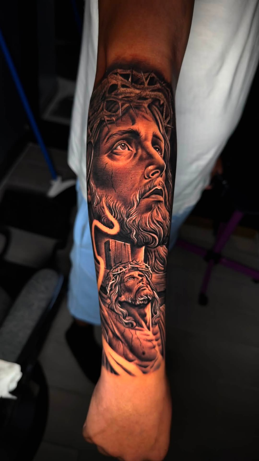 Tattoo by @juanon_tattoos โ realism, black_and_grey