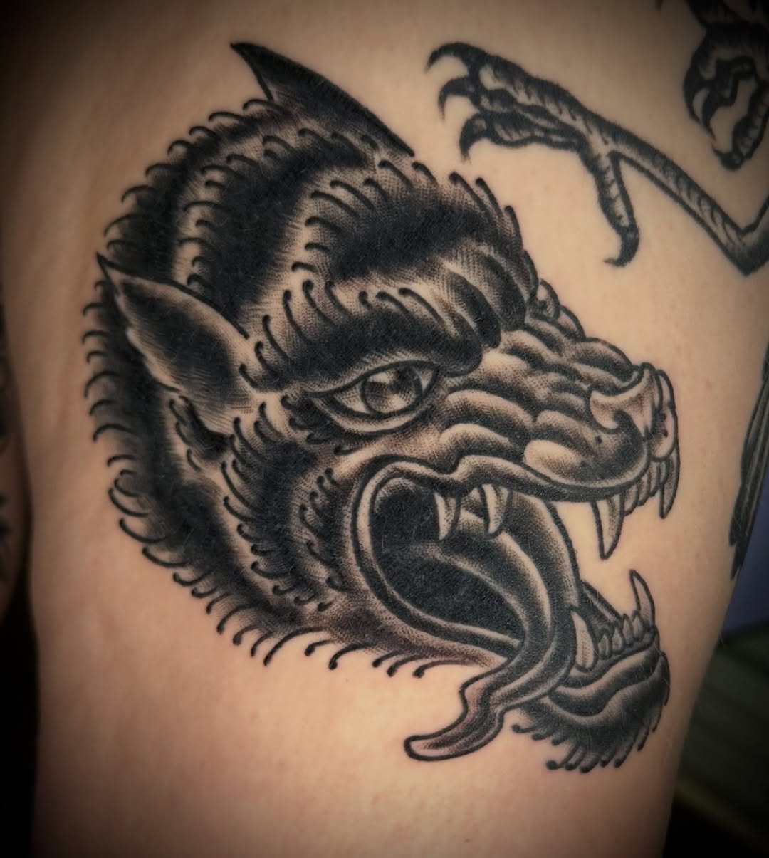 Tattoo by @justalantattoos — american_traditional, black_and_grey