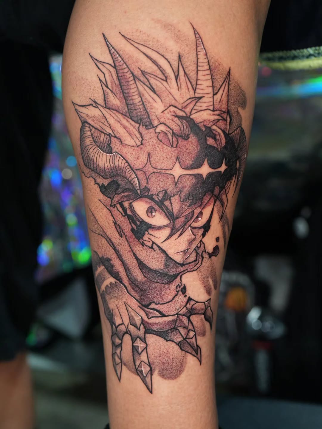 Tattoo by @juanes_lopez06 β anime, black_and_grey