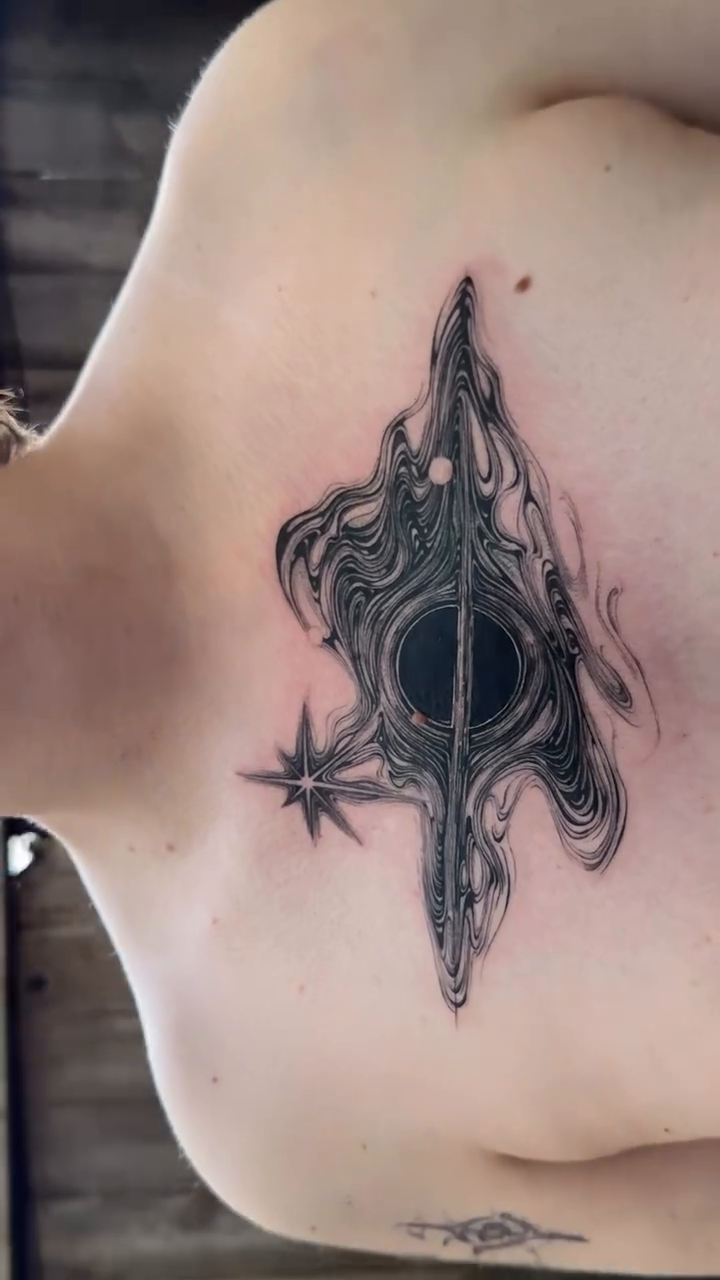 Tattoo by @voldblk — blackwork, geometric