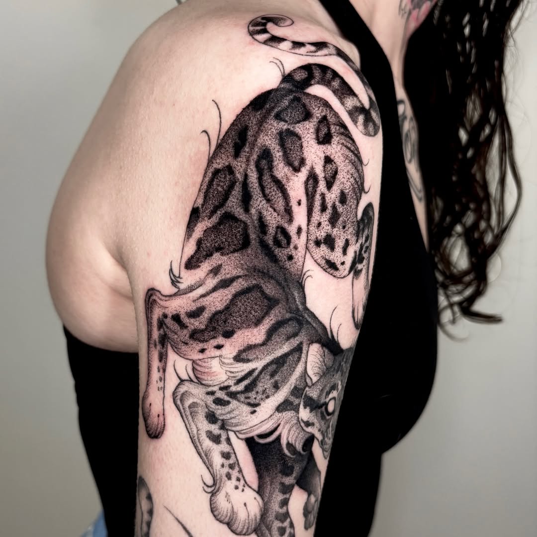 Tattoo by @crvbcore — dotwork, black_and_grey