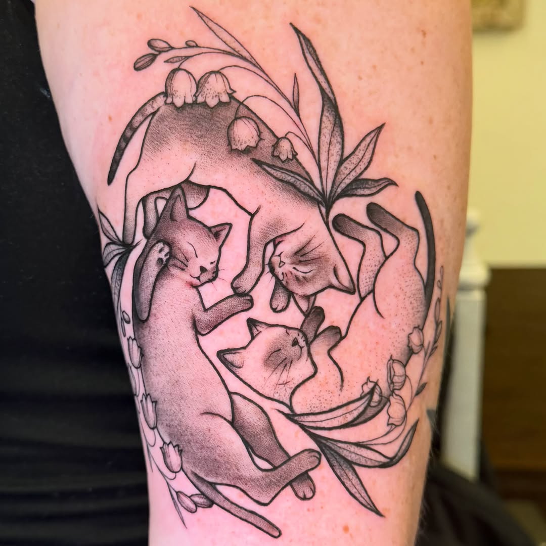 Tattoo by @rarepandatats — dotwork, black_and_grey