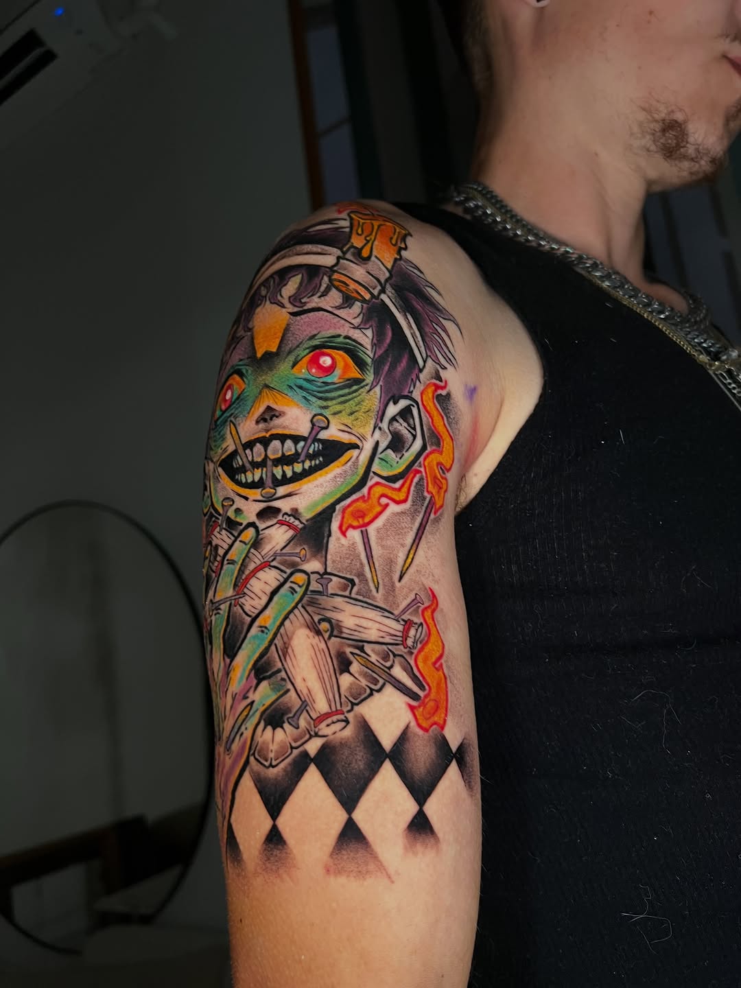 Tattoo by @gameboycolortattoos โ new_school, trash_polka