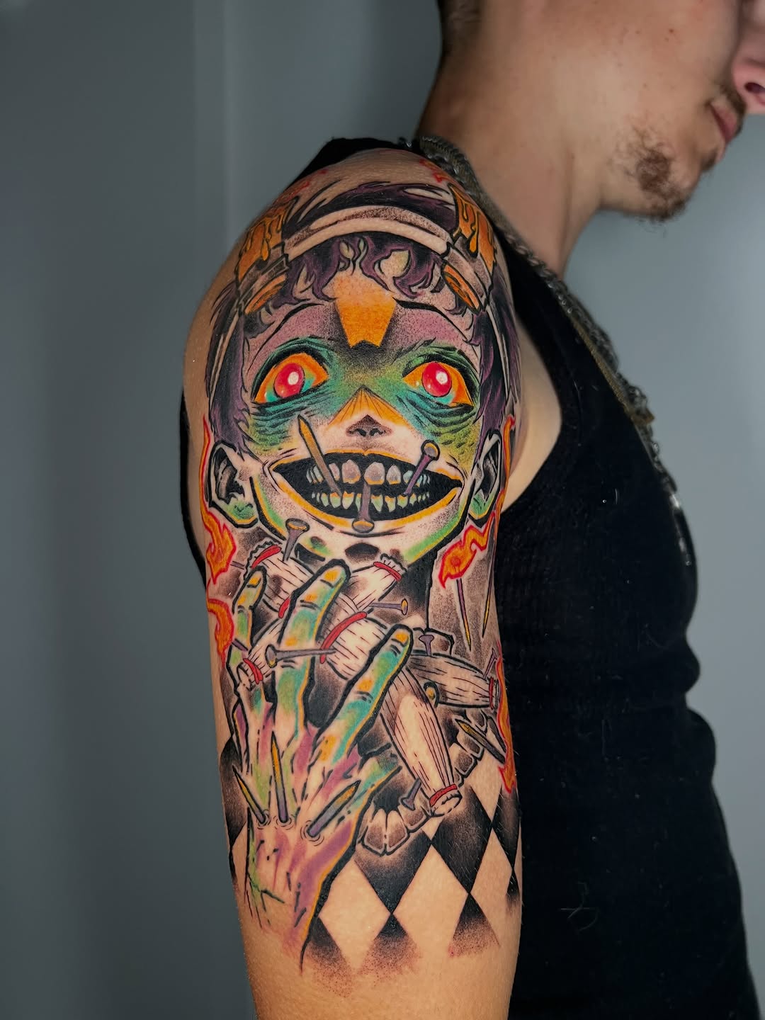 Tattoo by @gameboycolortattoos โ new_school, trash_polka