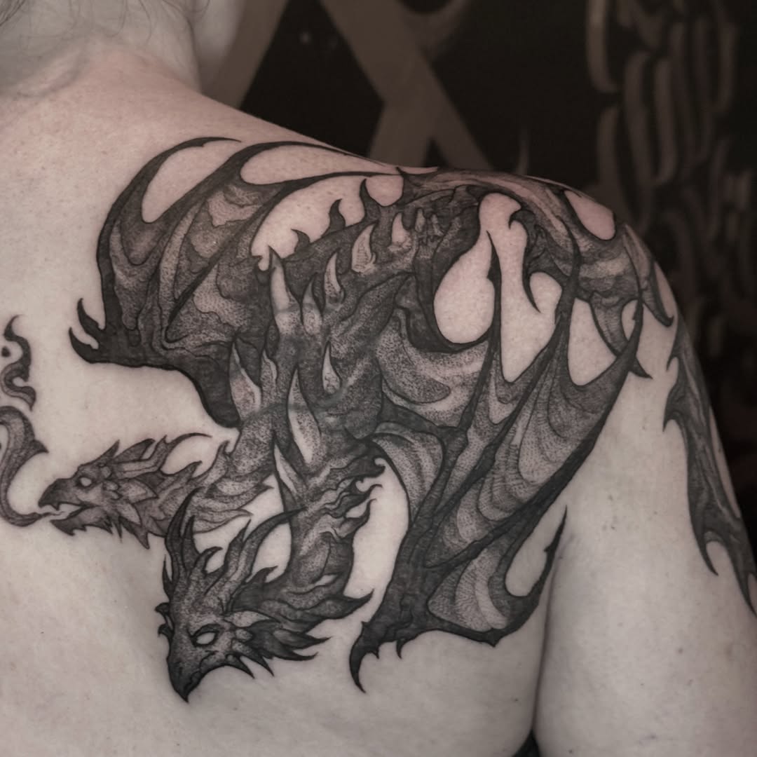 Tattoo by @blackmeddle — black_and_grey, dotwork