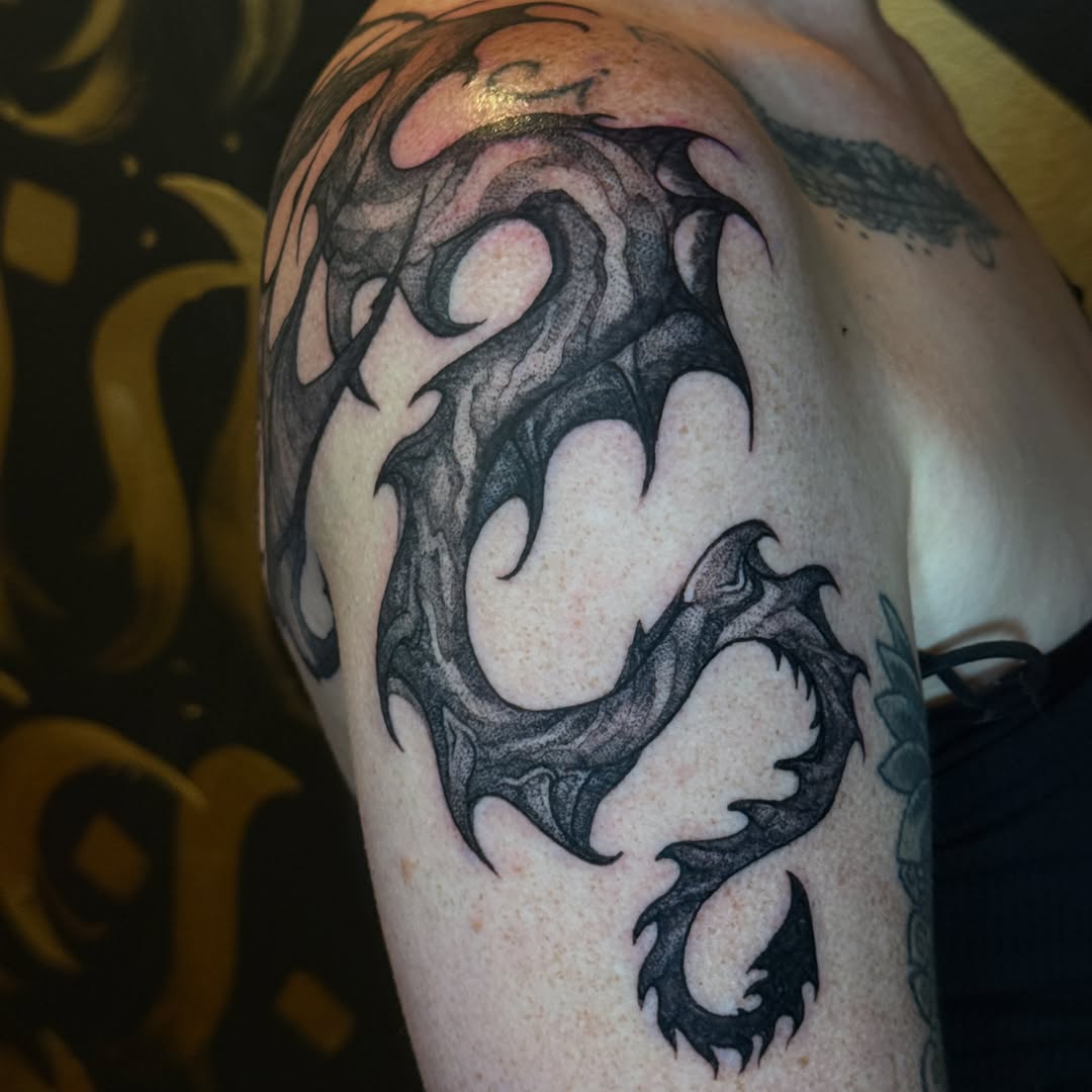 Tattoo by @blackmeddle — dotwork, black_and_grey