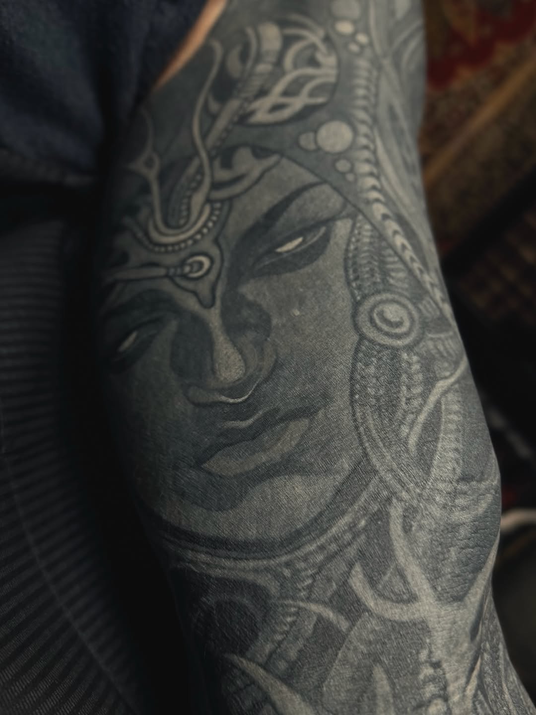 Tattoo by @aaronriddletattoos — black_and_grey, realism