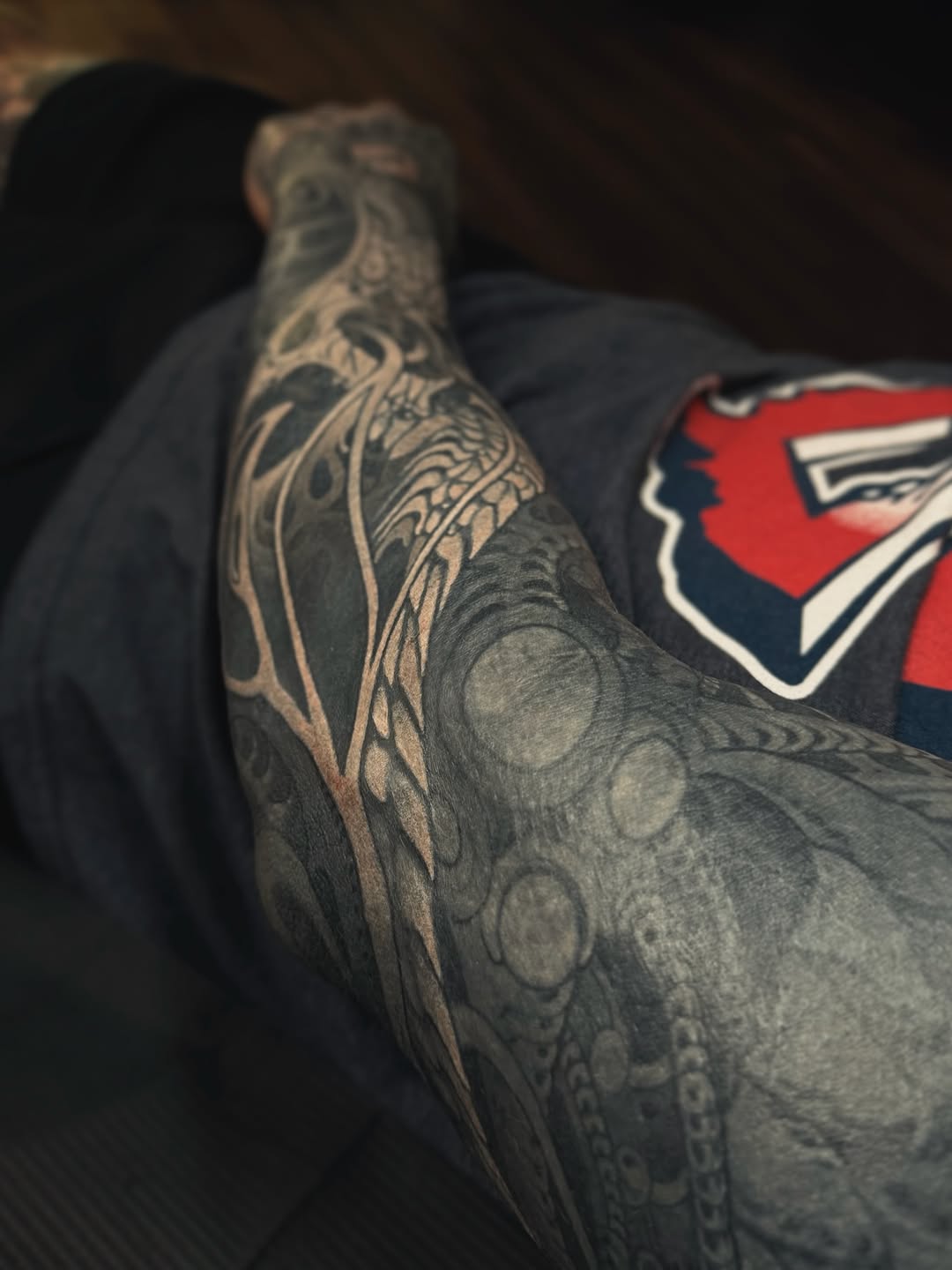 Tattoo by @aaronriddletattoos — black_and_grey, ornamental