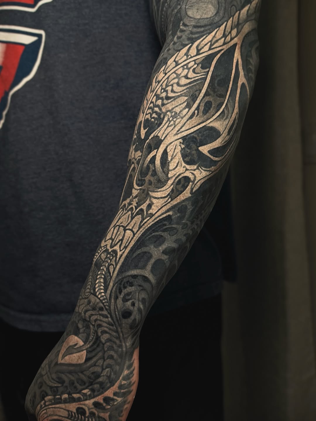 Tattoo by @aaronriddletattoos — blackwork, ornamental