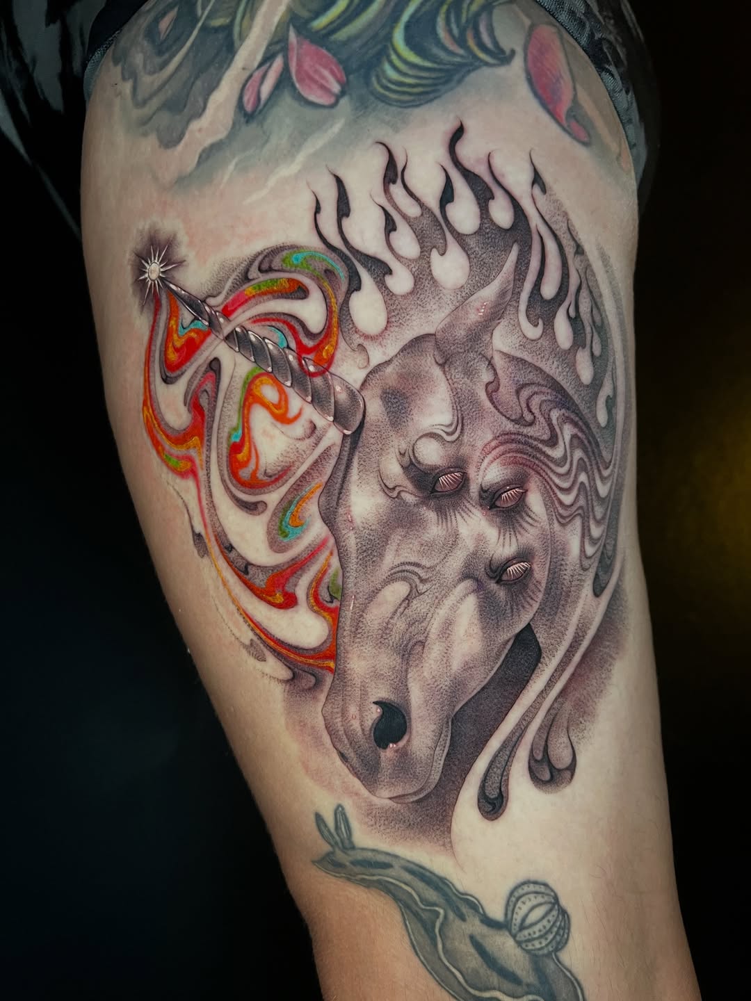 Tattoo by @cynnerrr — realism, trash_polka