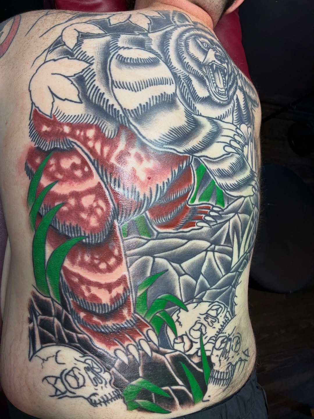 Tattoo by @snakedaggerose — japanese_irezumi, black_and_grey