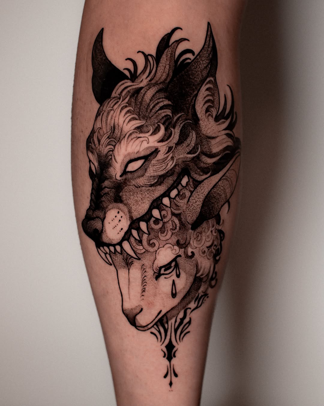 Tattoo by @monique.munoz.art — black_and_grey, dotwork