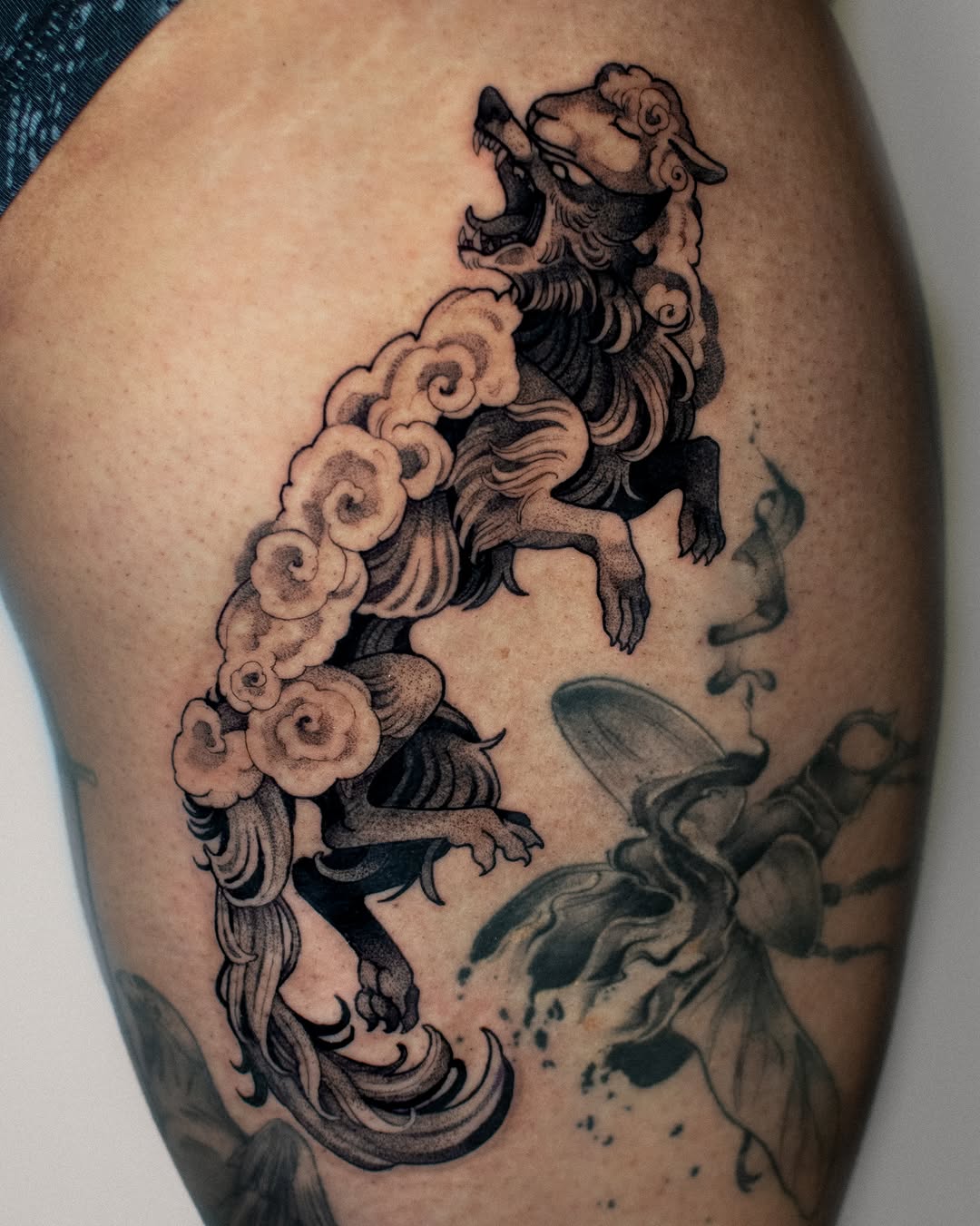 Tattoo by @monique.munoz.art — japanese_irezumi, black_and_grey