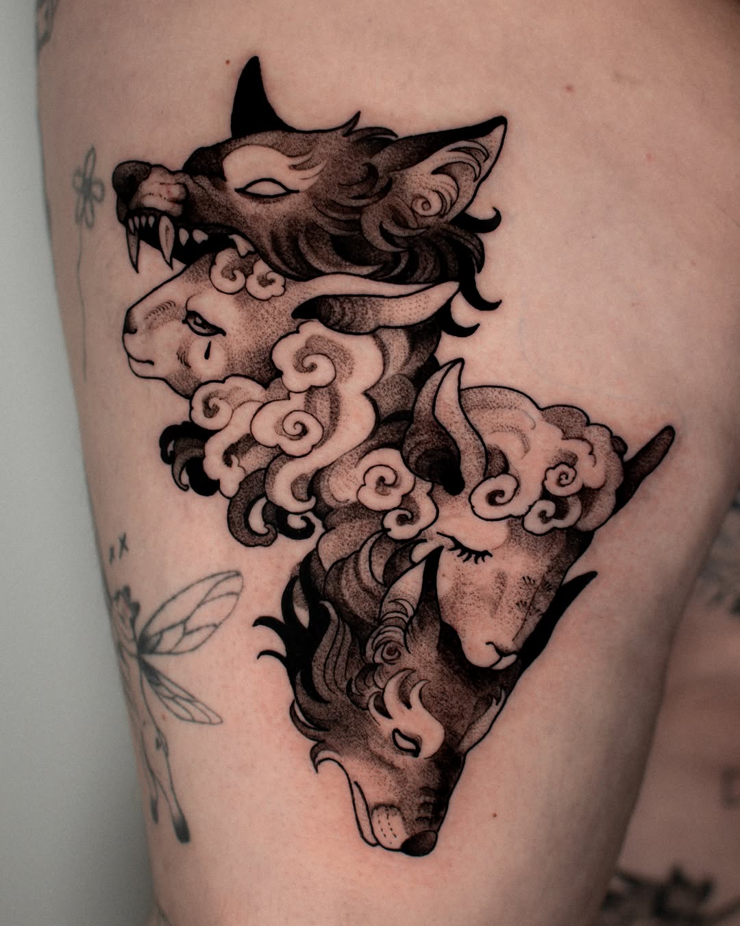 Tattoo by @monique.munoz.art — black_and_grey, dotwork