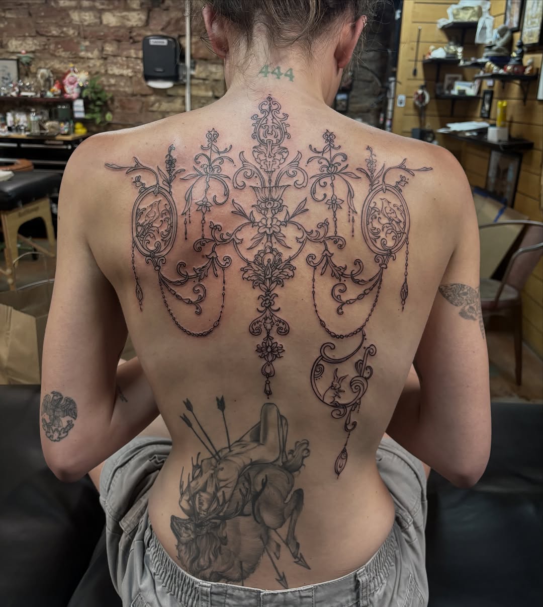 Tattoo by @genevieveink — ornamental, black_and_grey