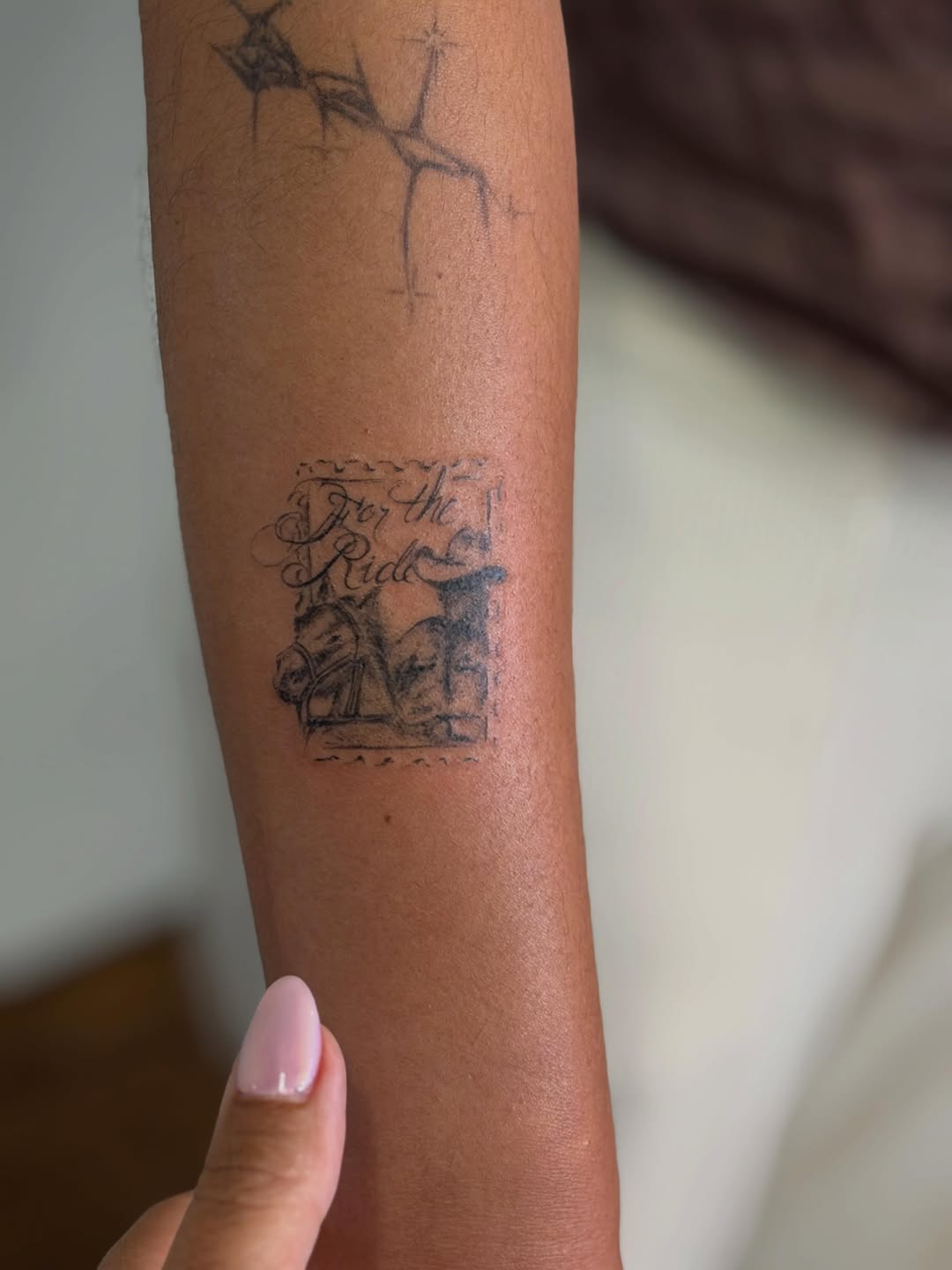 Tattoo by @aleks.north.tattoo — fine_line, lettering_script