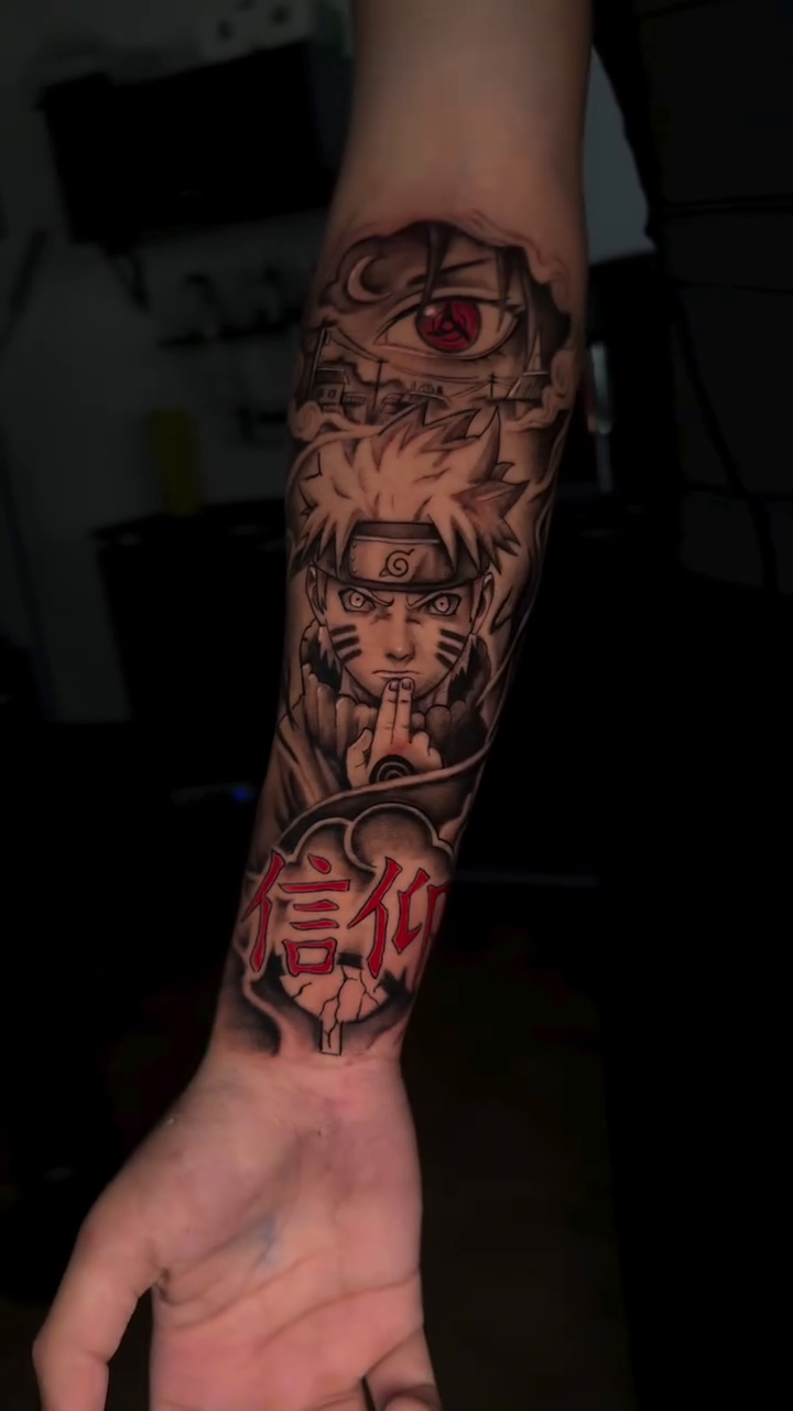 Tattoo by @tattoo_marvin23 — anime, black_and_grey