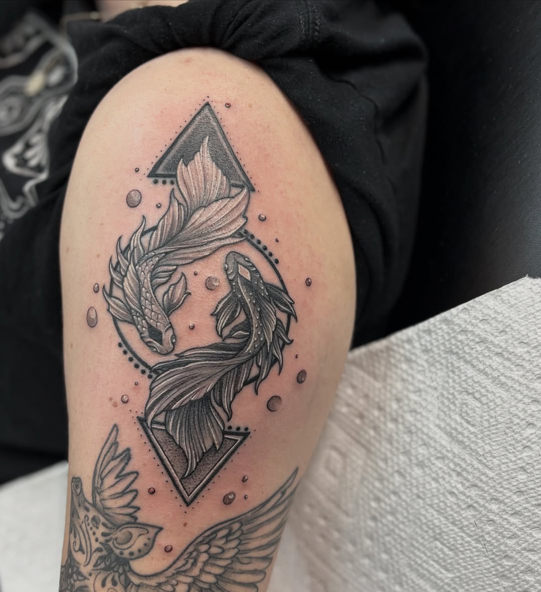 Tattoo by @genevieveink — black_and_grey, geometric