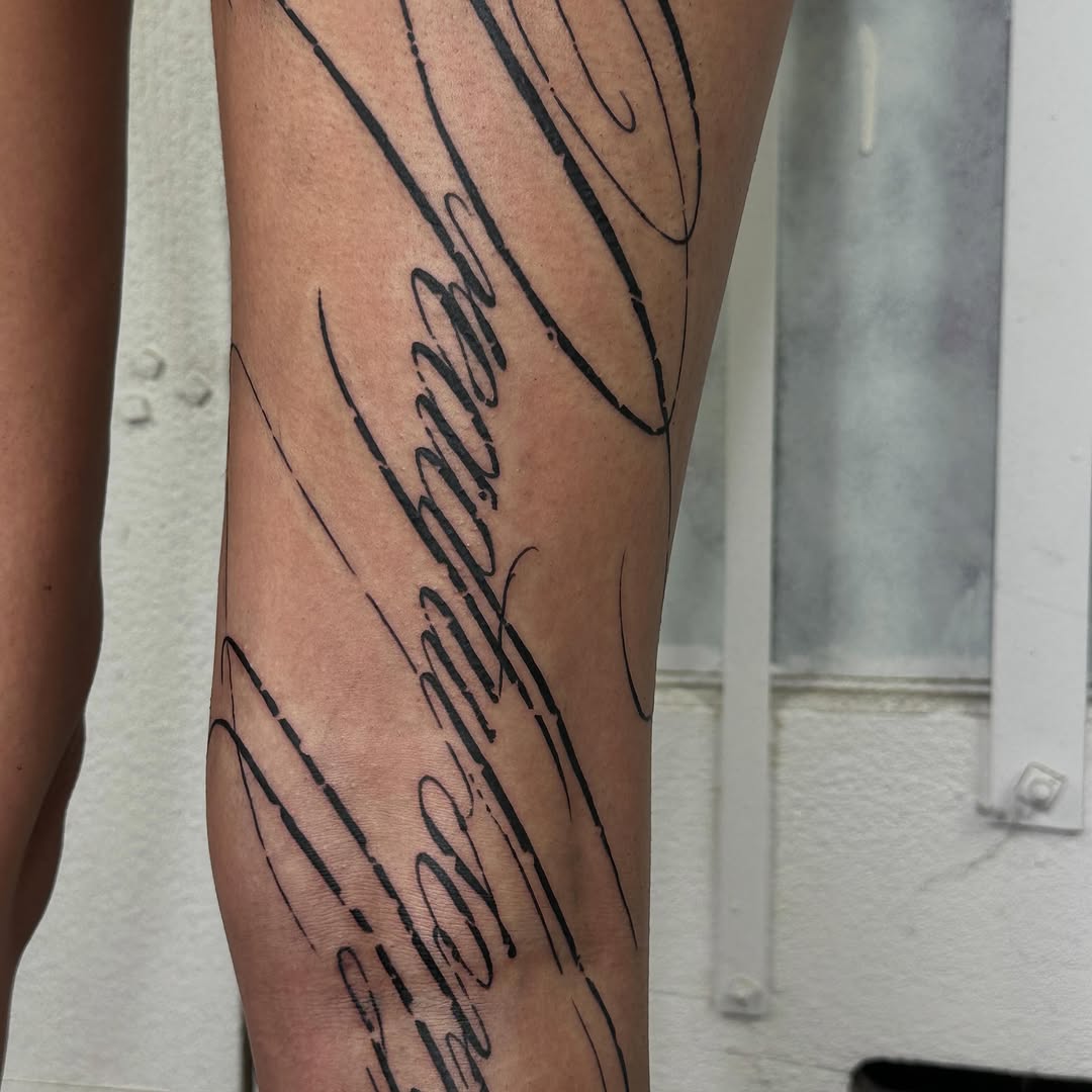 Tattoo by @good.boi.ink — lettering_script, fine_line