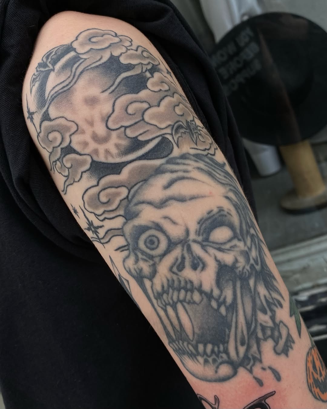 Tattoo by @morgana.sutherland — black_and_grey, dark_realism