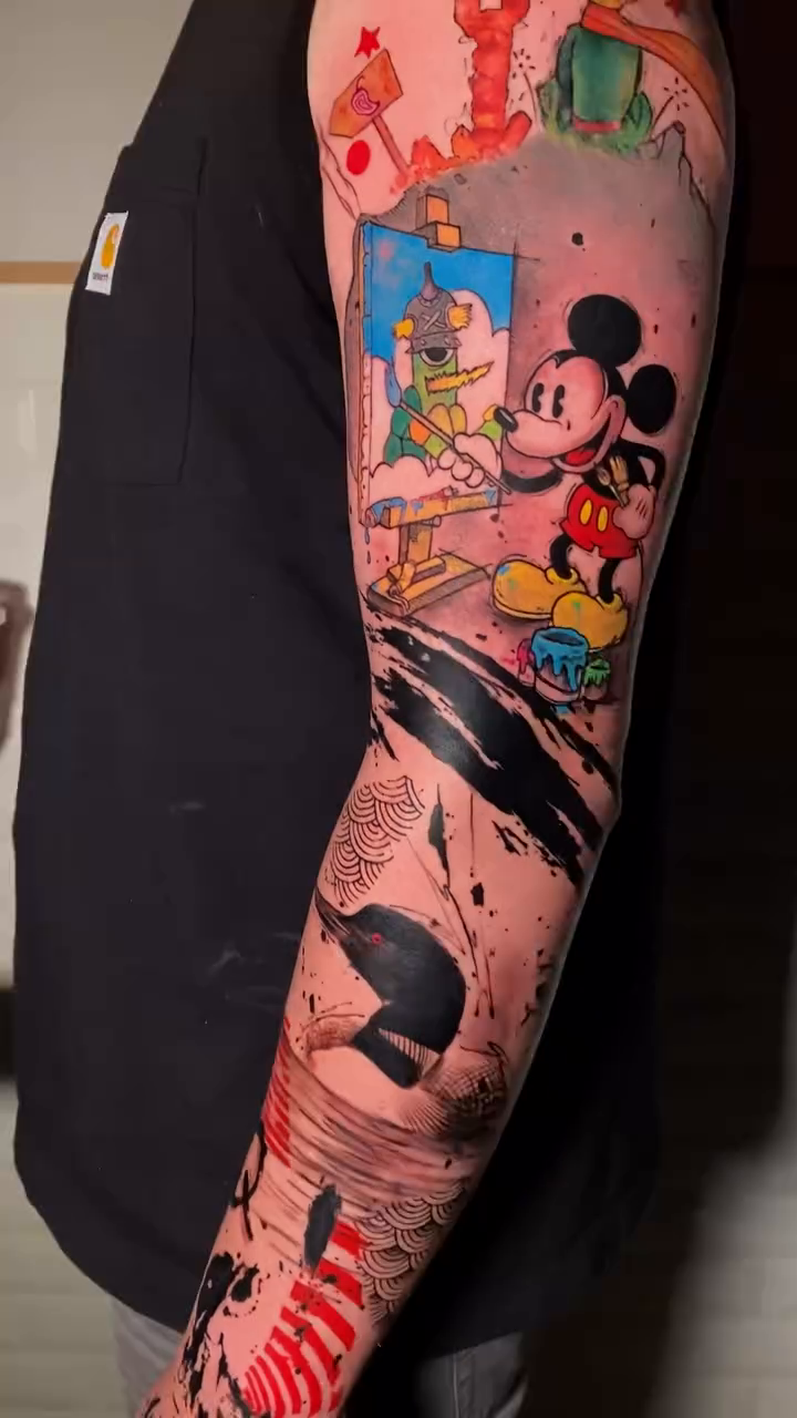 Tattoo by @supremedrone โ new_school, trash_polka