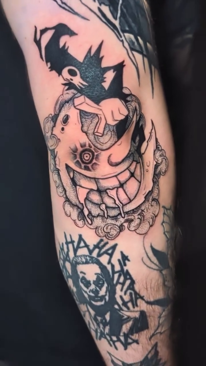Tattoo by @heydenwrite_ink — black_and_grey, dark_realism