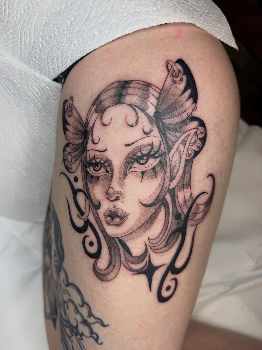 Tattoo by @molly.m.tattoo — black_and_grey, neo_traditional