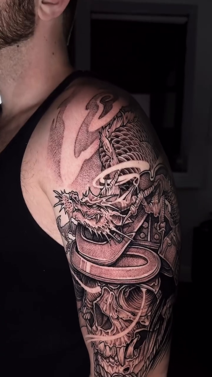 Tattoo by @jokertattooinc — japanese_irezumi, black_and_grey