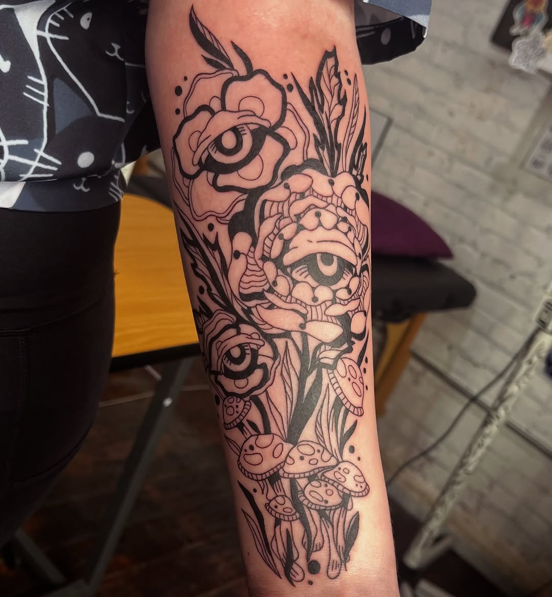 Tattoo by @cow.boy.ink — blackwork, illustrative