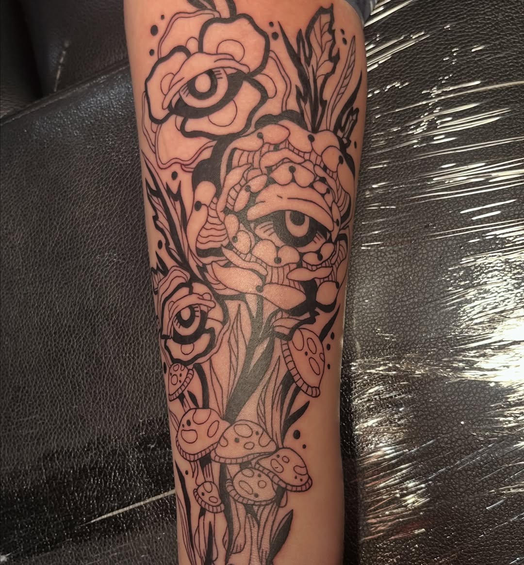 Tattoo by @cow.boy.ink — illustrative, blackwork