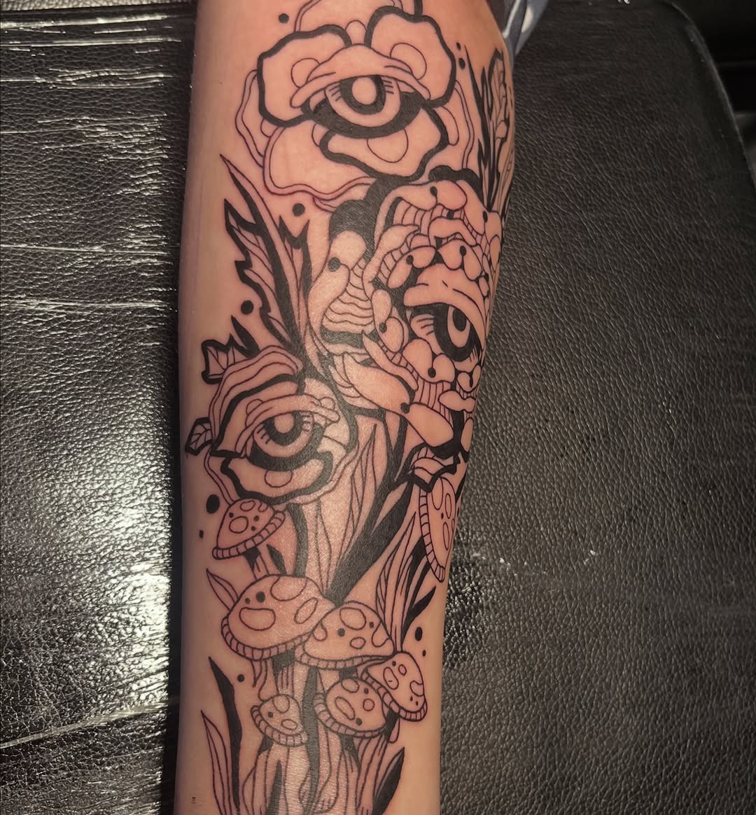 Tattoo by @cow.boy.ink — illustrative, blackwork