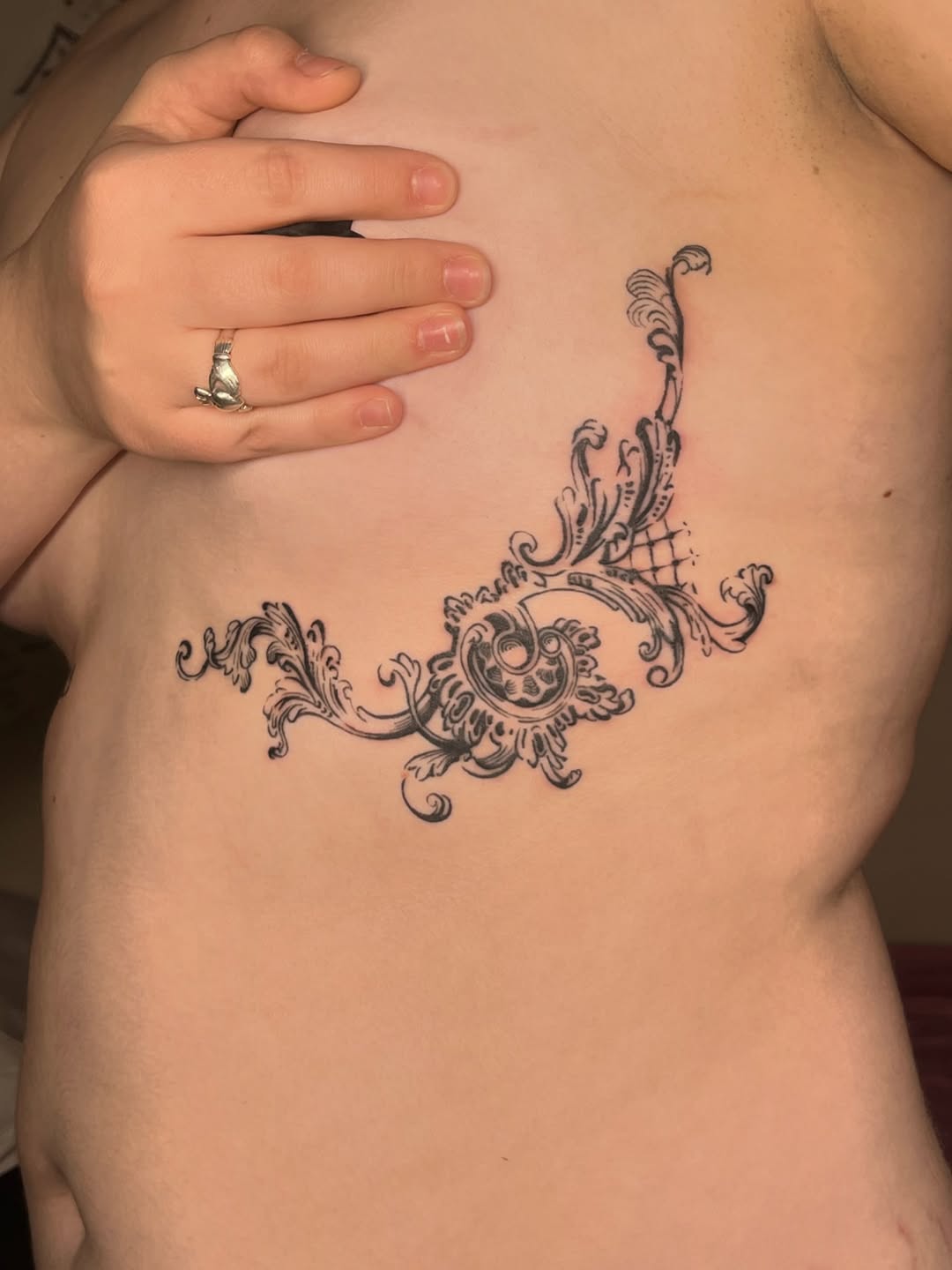 Tattoo by @rat_tattooille — ornamental, black_and_grey
