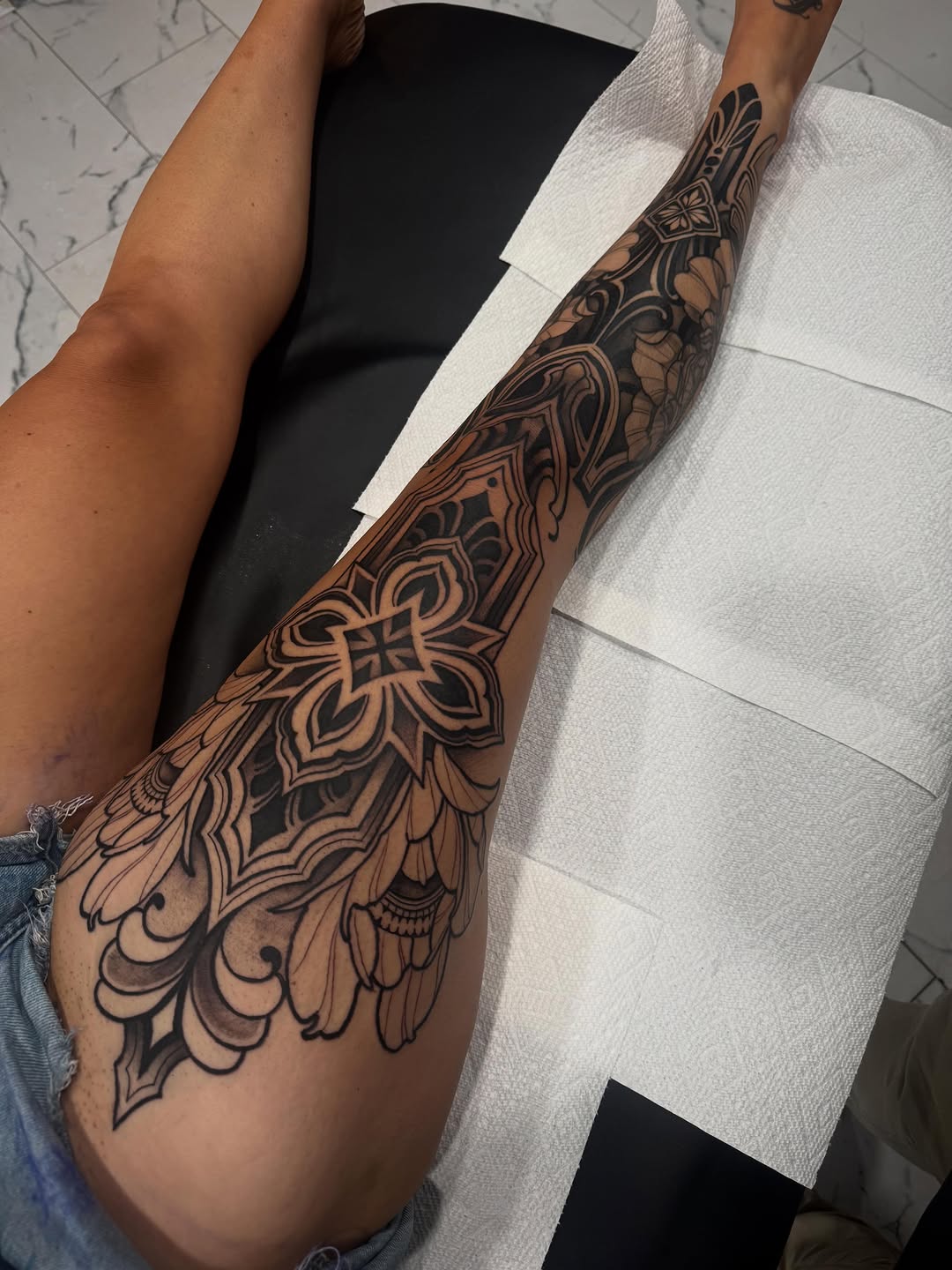 Tattoo by @tats_earnhardt — black_and_grey, ornamental